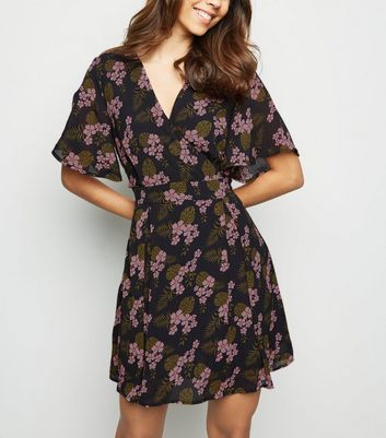 Blue Vanilla Navy Tropical Floral Wrap Dress New Look shop for Blue Vanilla Navy Tropical Floral Wrap Dress New Look at Shopo