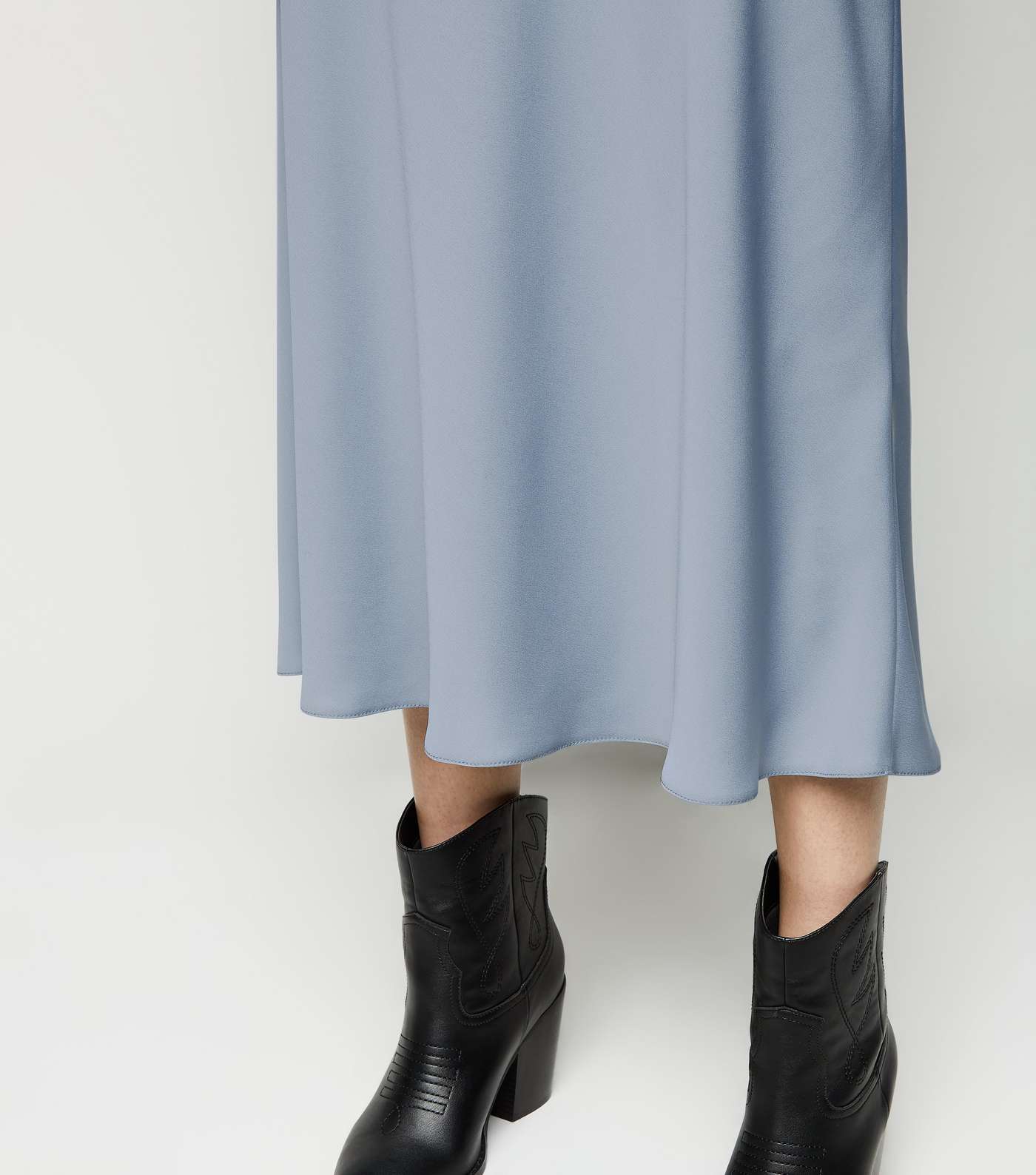 Grey Satin Bias Cut Midi Skirt Image 3