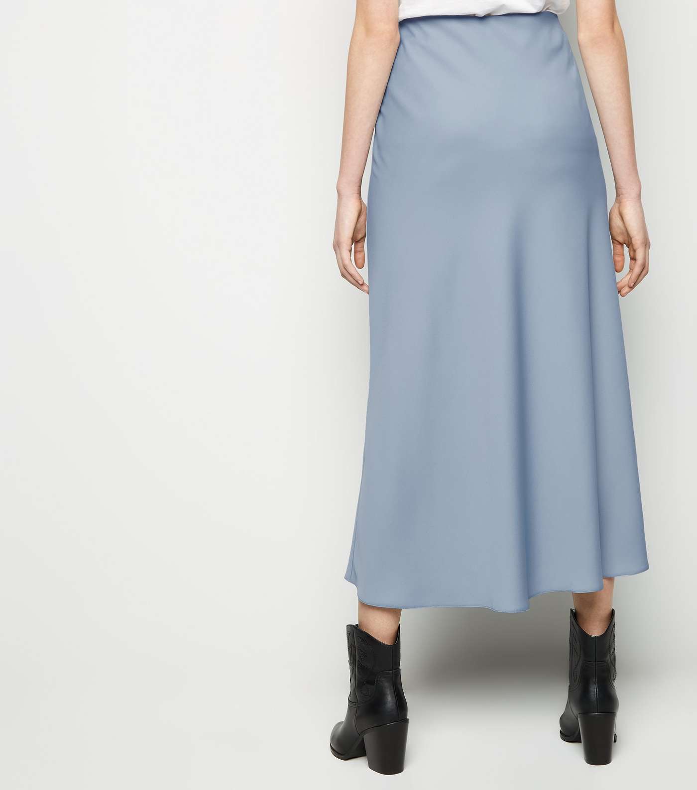 Grey Satin Bias Cut Midi Skirt Image 5