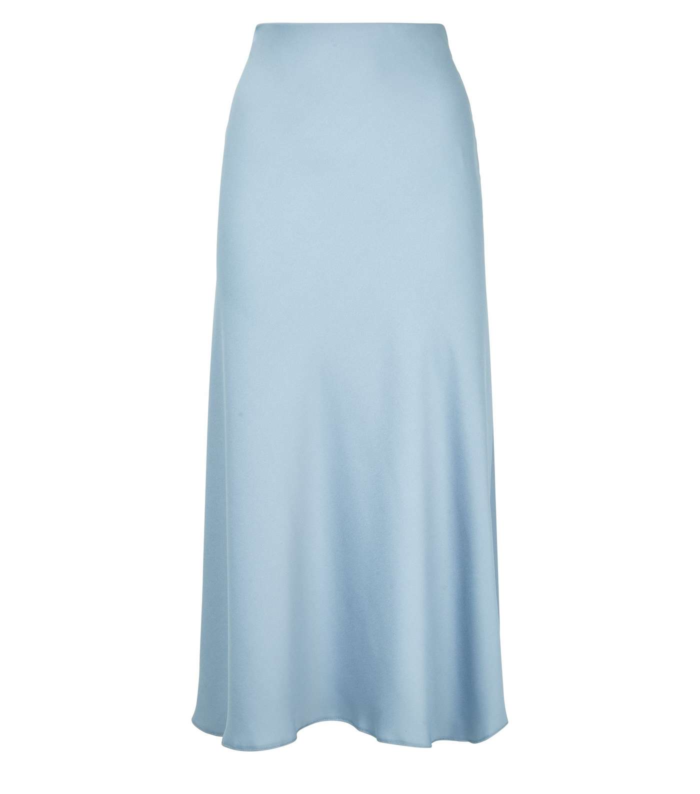 Pale Blue Bias Cut Satin Midi Skirt Image 4