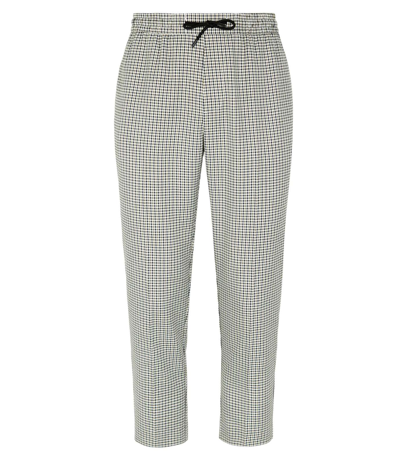 Stone Gingham Check Slim Crop Trousers Image 4