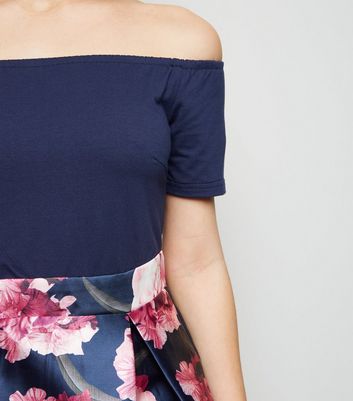 Image of AX Paris Navy Floral  in  Midi Dress New Look