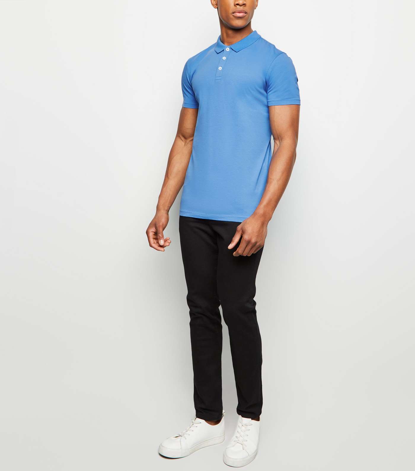 Bright Blue Muscle Fit Polo Shirt Image 2