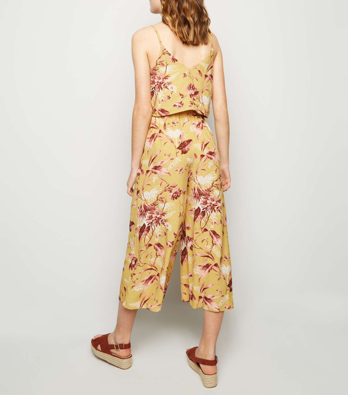 Mustard Tropical Lace Up Jumpsuit Image 2