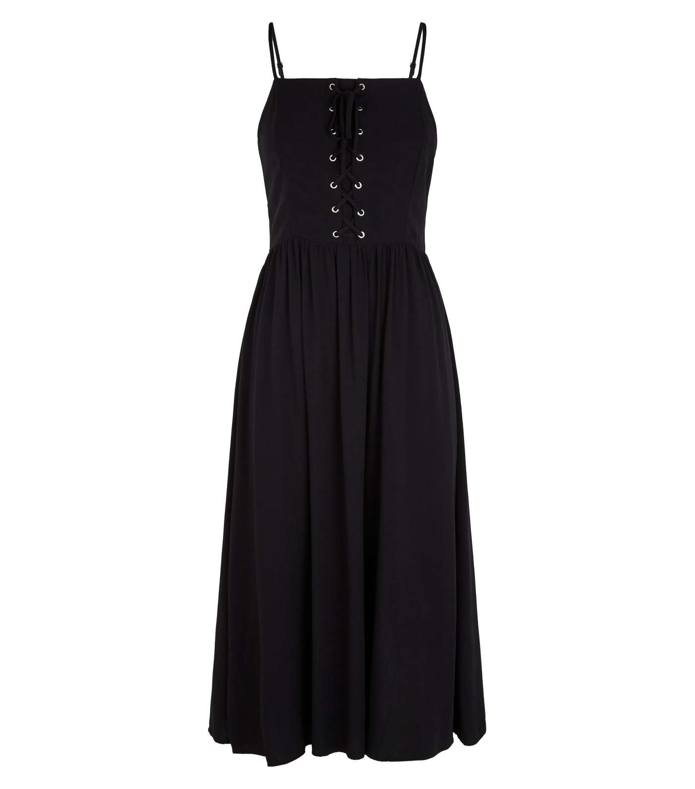 Black Strappy Lace Up Midi Dress Image 4
