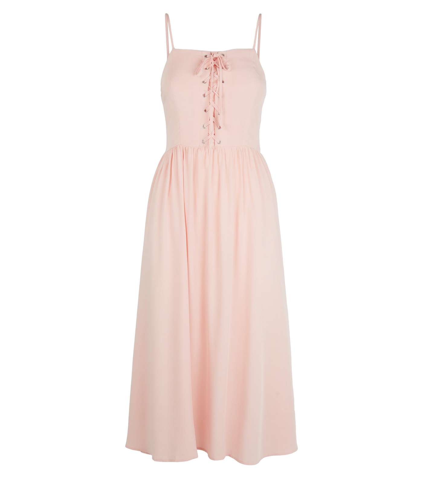 Mid Pink Strappy Lace Up Midi Dress Image 4