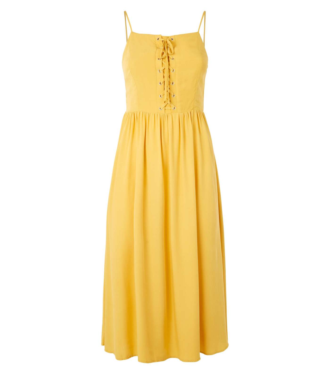 Yellow Strappy Lace Up Midi Dress Image 4
