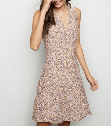 floral dresses dress pink ditsy wrap mini