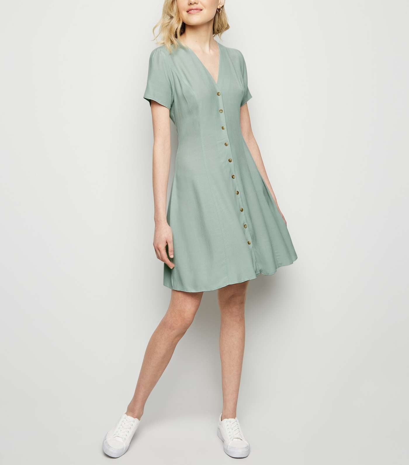 Mint Green Button Up Tea Dress Image 2