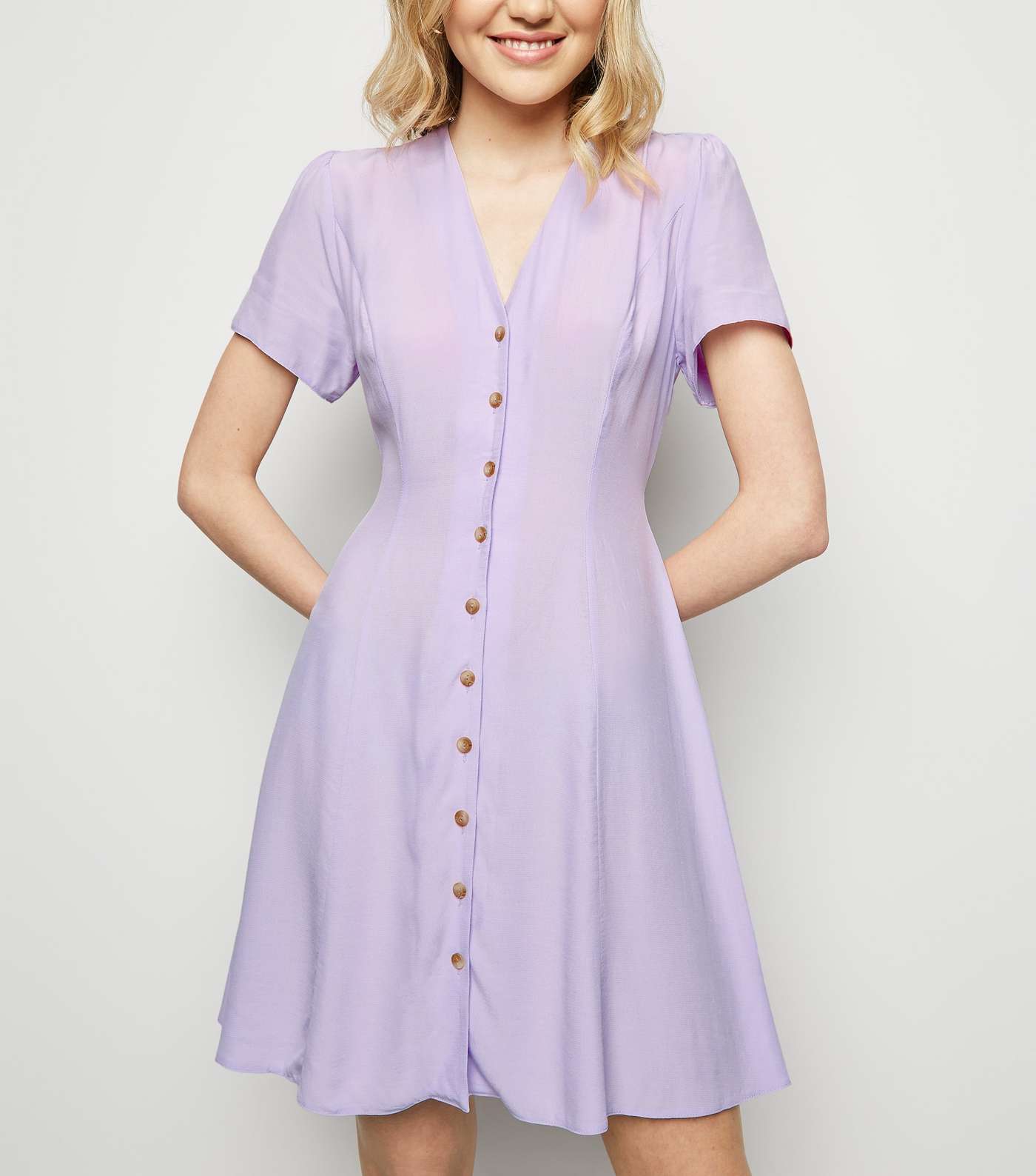 Lilac Button Up Tea Dress