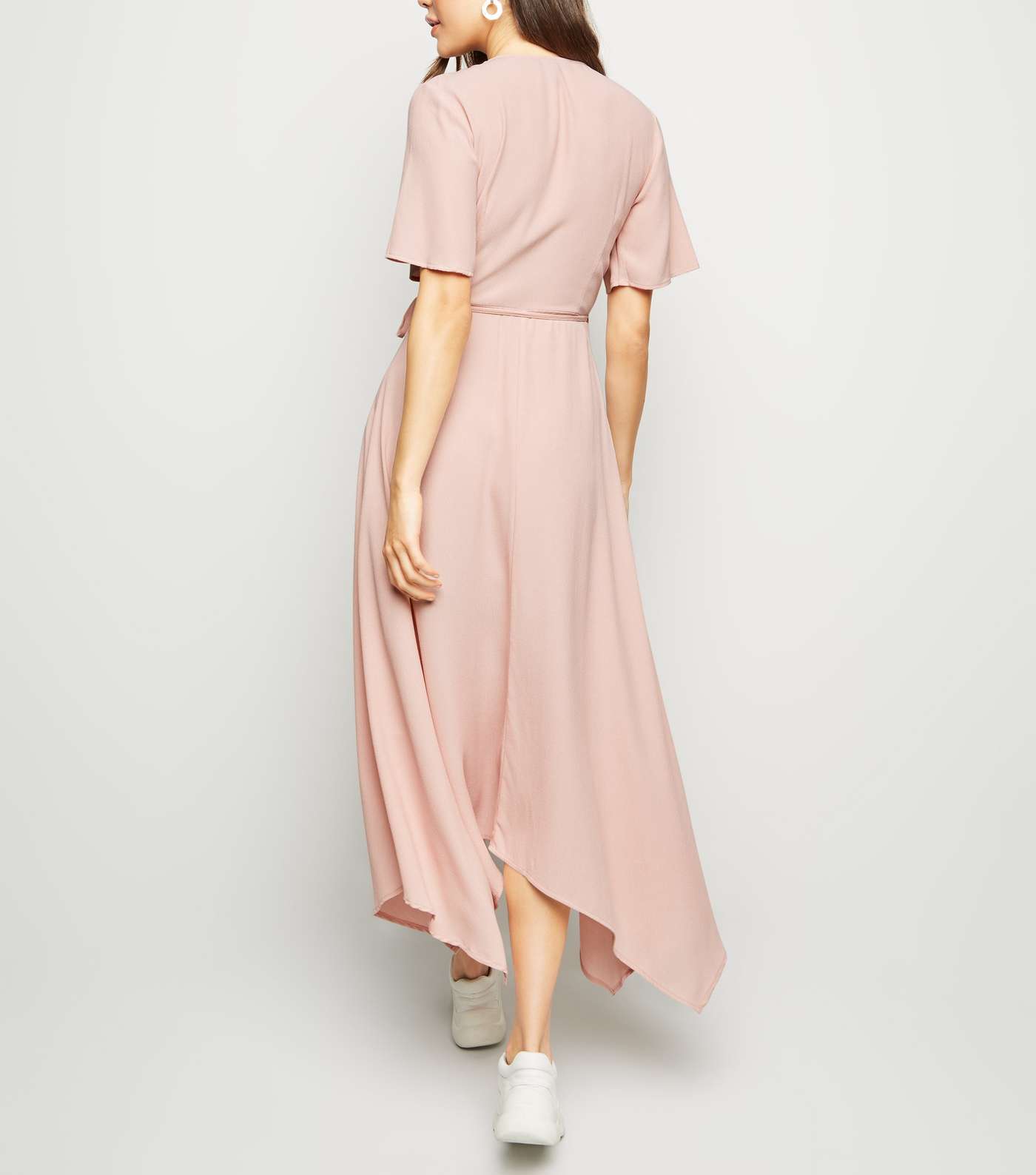 Pale Pink Hanky Hem Wrap Midi Dress Image 3
