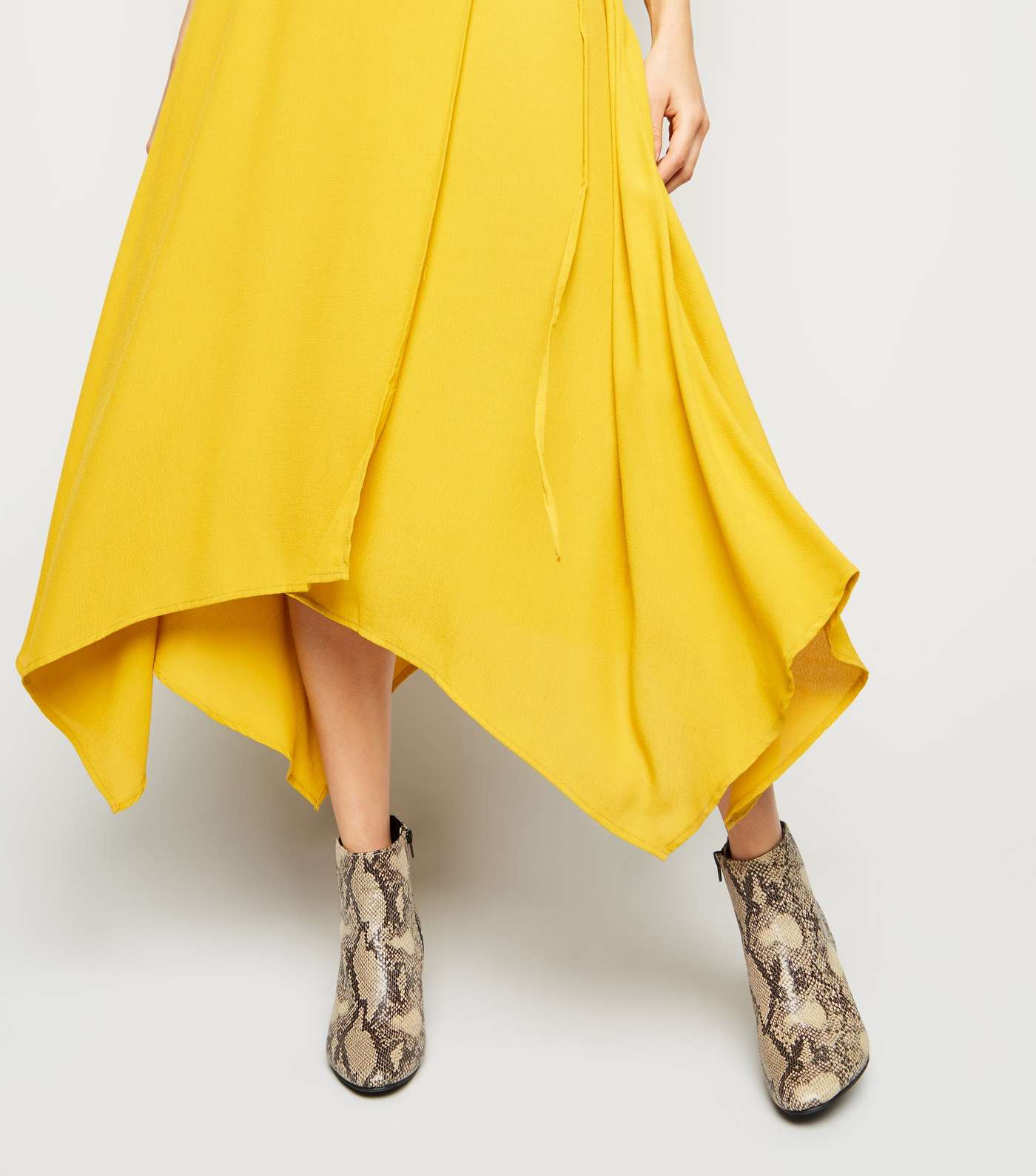 Mustard Hanky Hem Wrap Midi Dress Image 2