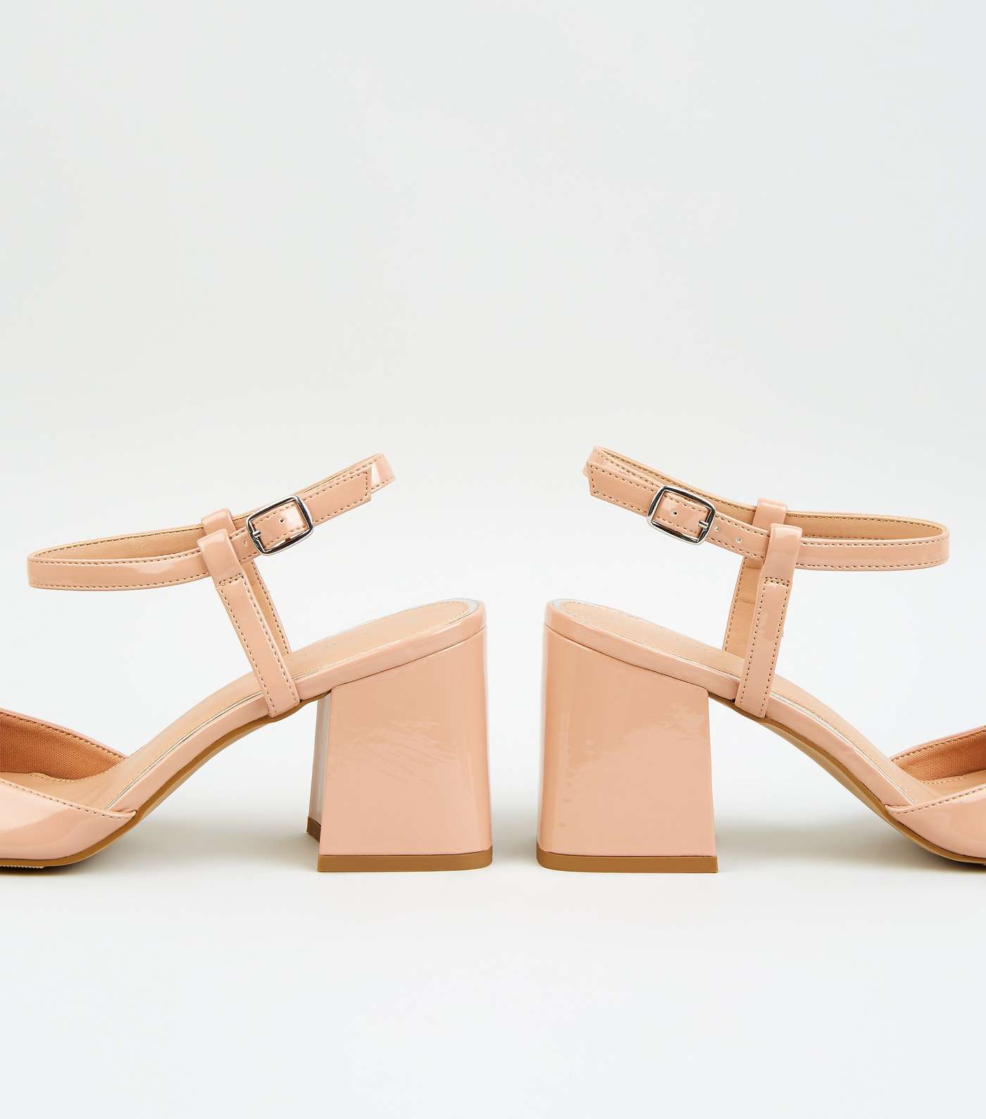 Nude Patent Flare Heel Court Shoes Image 3