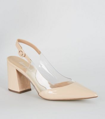 Nude Patent Clear Panel Block Courts 