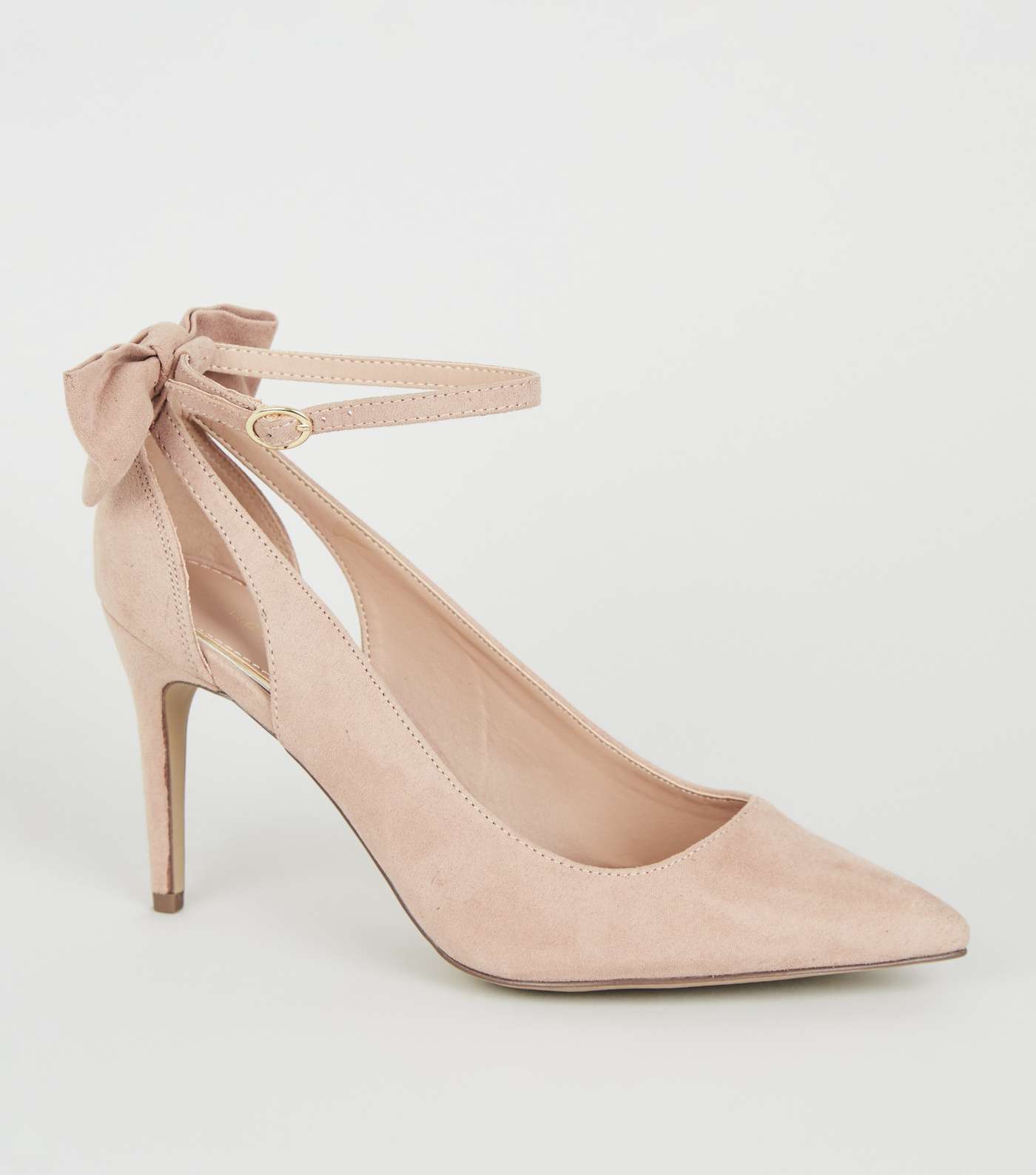 Nude Suedette Bow Back Pointed Courts