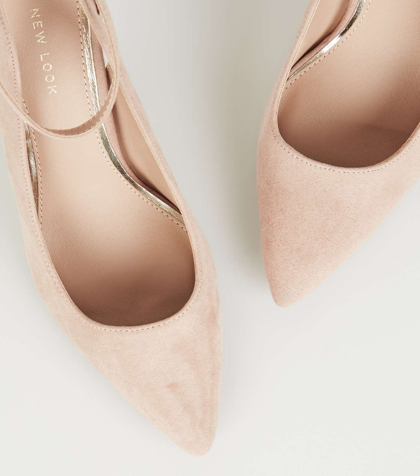 Nude Suedette Bow Back Pointed Courts Image 3
