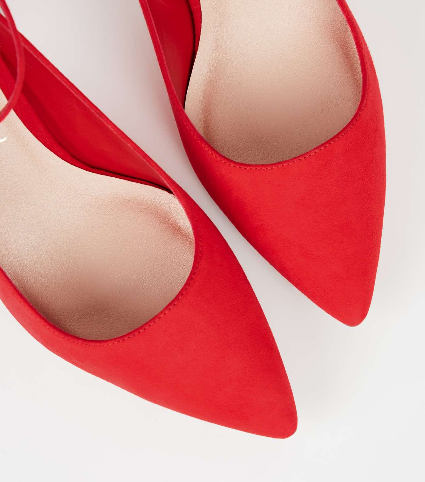 Red Suedette Bow Back Pointed Court Shoes Image 4