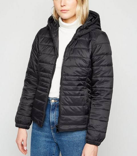Black Hooded Puffer Jacket 