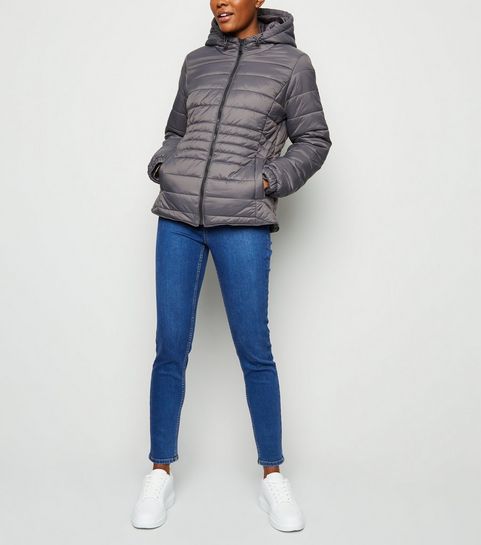 Dark Grey Hooded Puffer Jacket 
