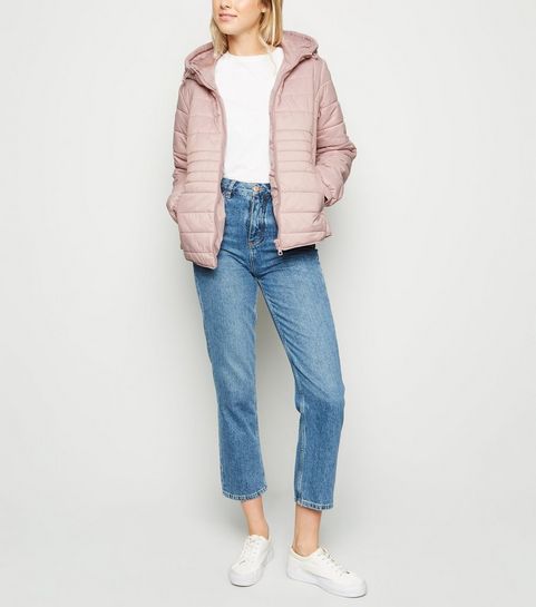 Pale Pink Hooded Puffer Jacket 