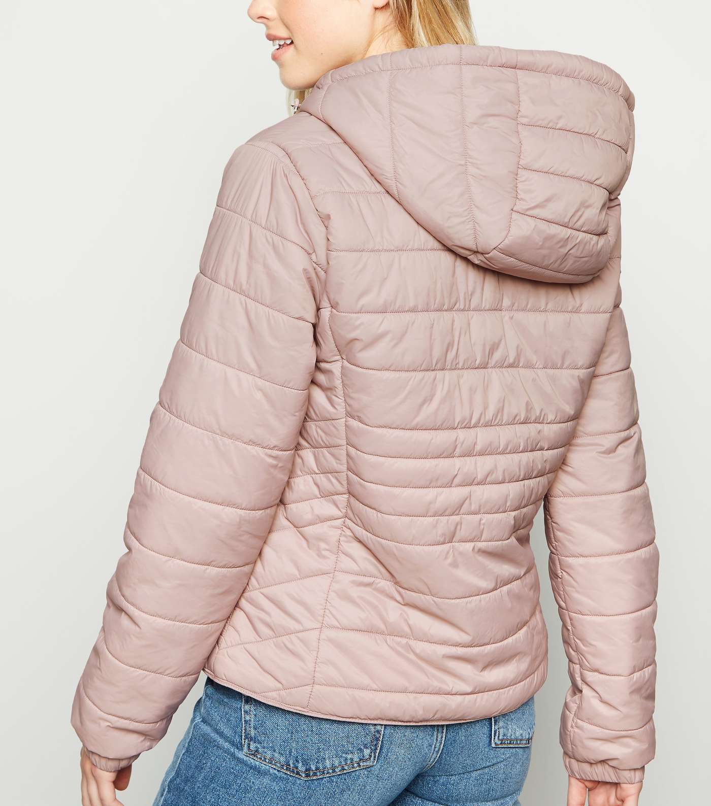 Pale Pink Hooded Lightweight Puffer Jacket  Image 3