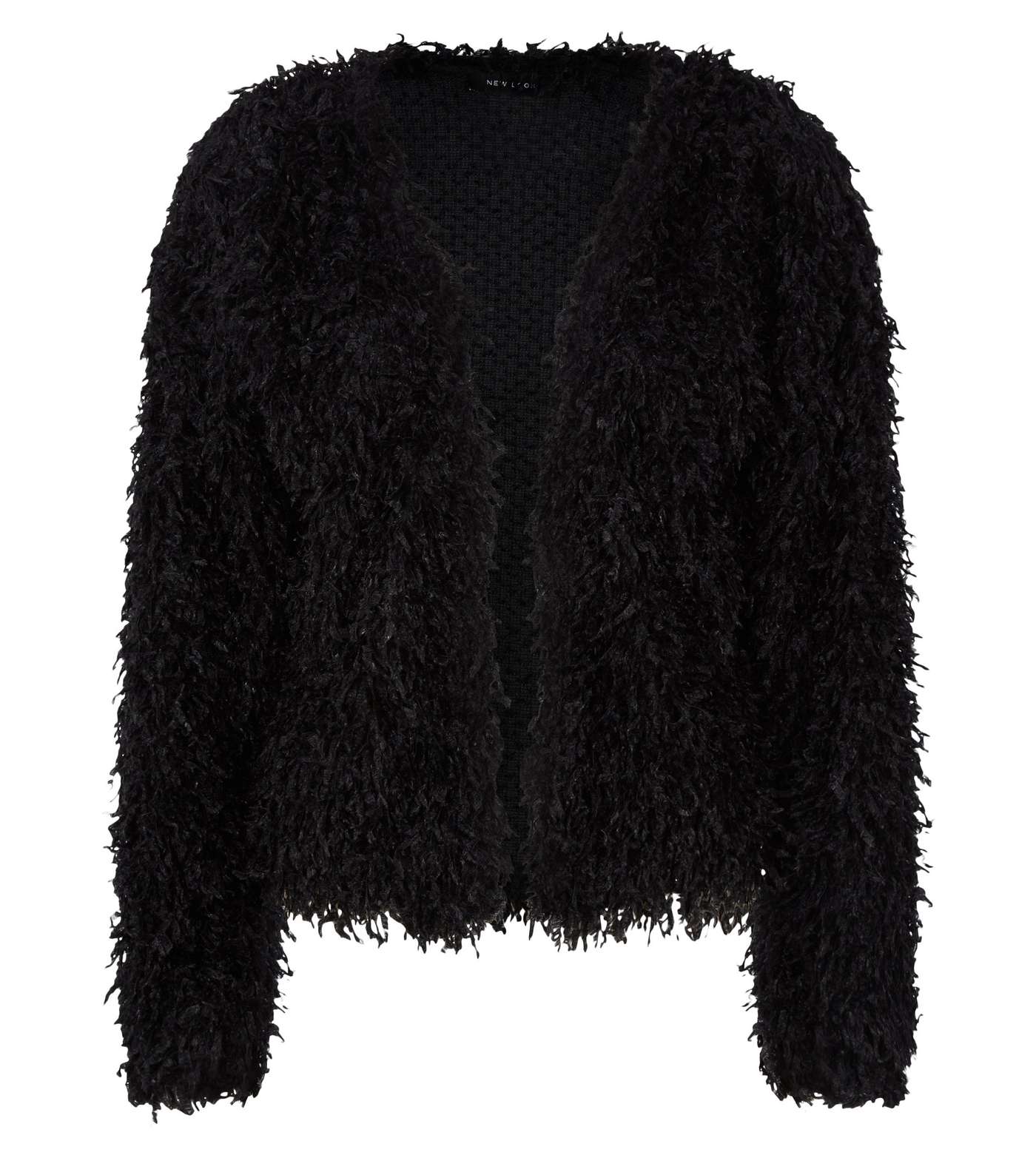 Black Fluffy Knit Cardigan Image 4