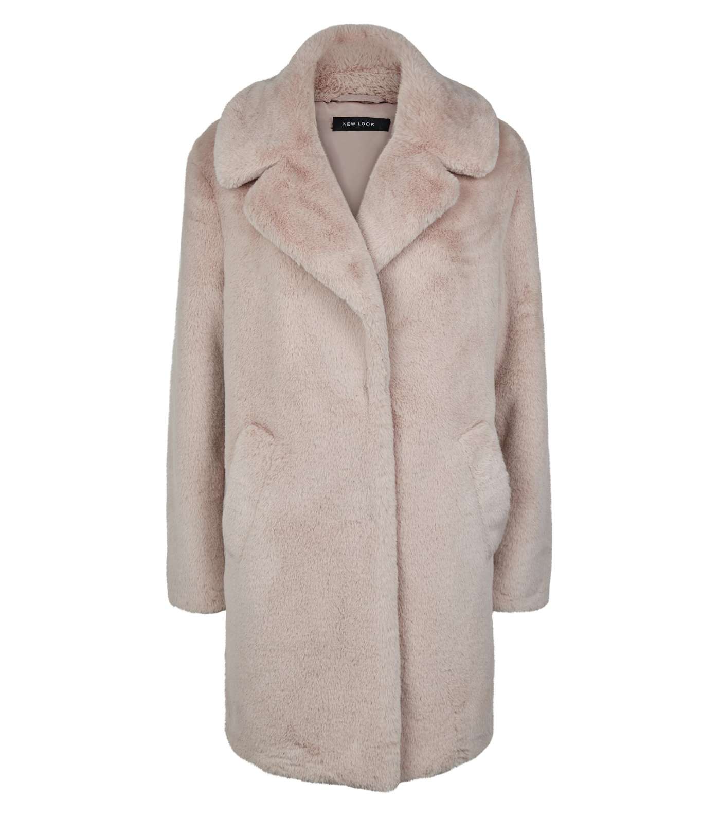 Pale Pink Faux Fur Longline Coat Image 4