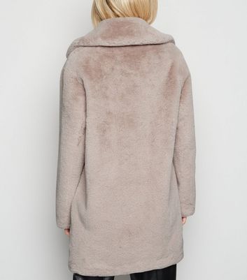 New look pale pink fur coat best sale