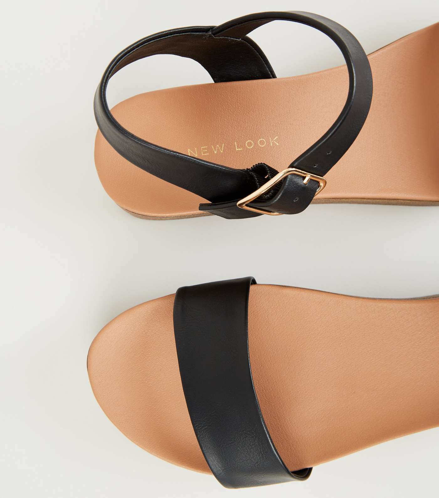 Black Leather-Look Flatform Footbed Sandals Image 3