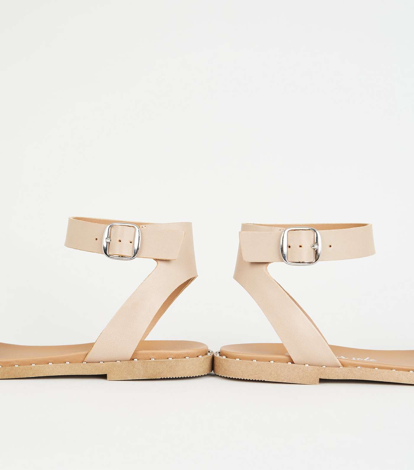 Nude Leather-Look Studded Sole Footbed Sandals Image 3