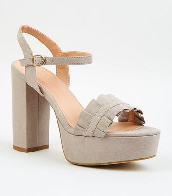 grey suede heels new look