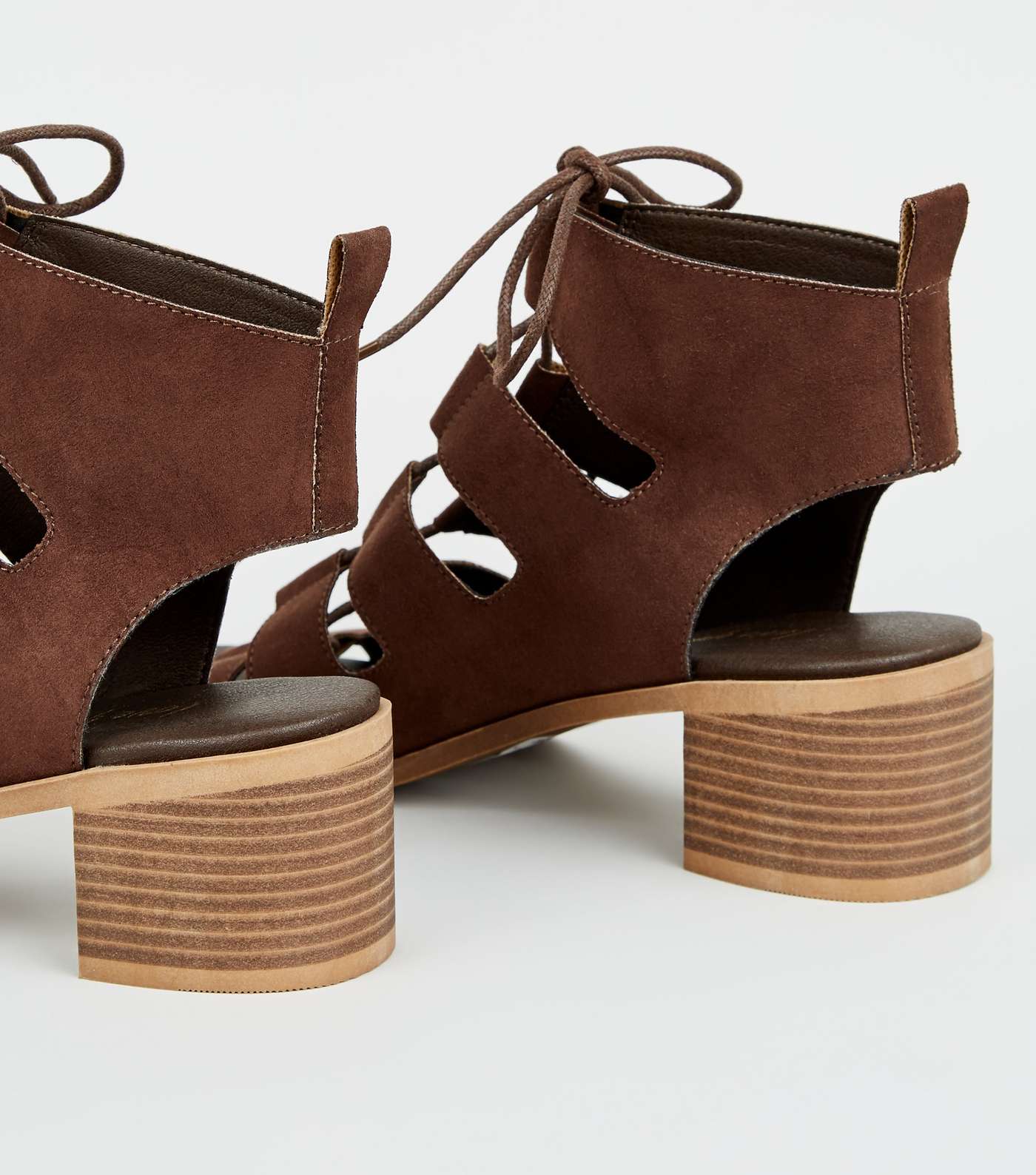 Brown Ghillie Lace Up Low Heel Sandals Image 4
