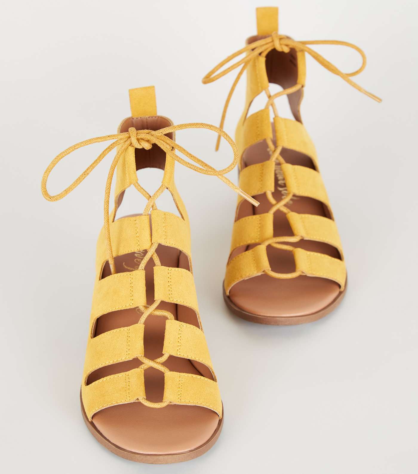 Mustard Ghillie Lace Up Low Heel Sandals Image 4