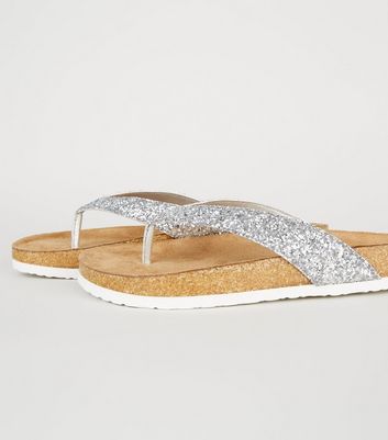 wide fit sparkly flip flops