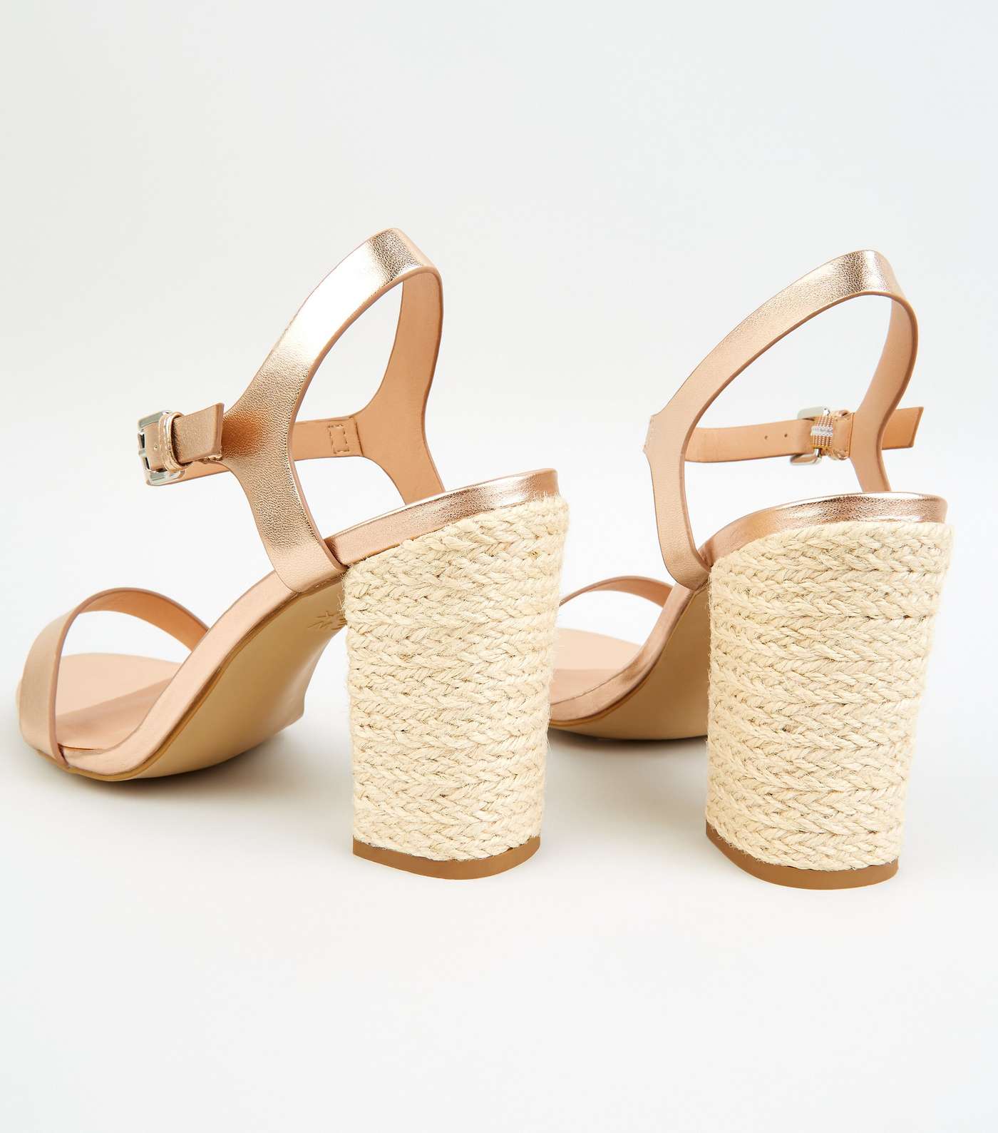 Rose Gold Leather-Look Block Heel Sandals Image 4