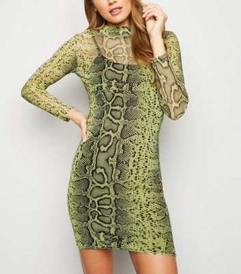 lime green snake print dress