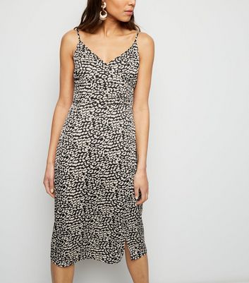 satin leopard print midi dress