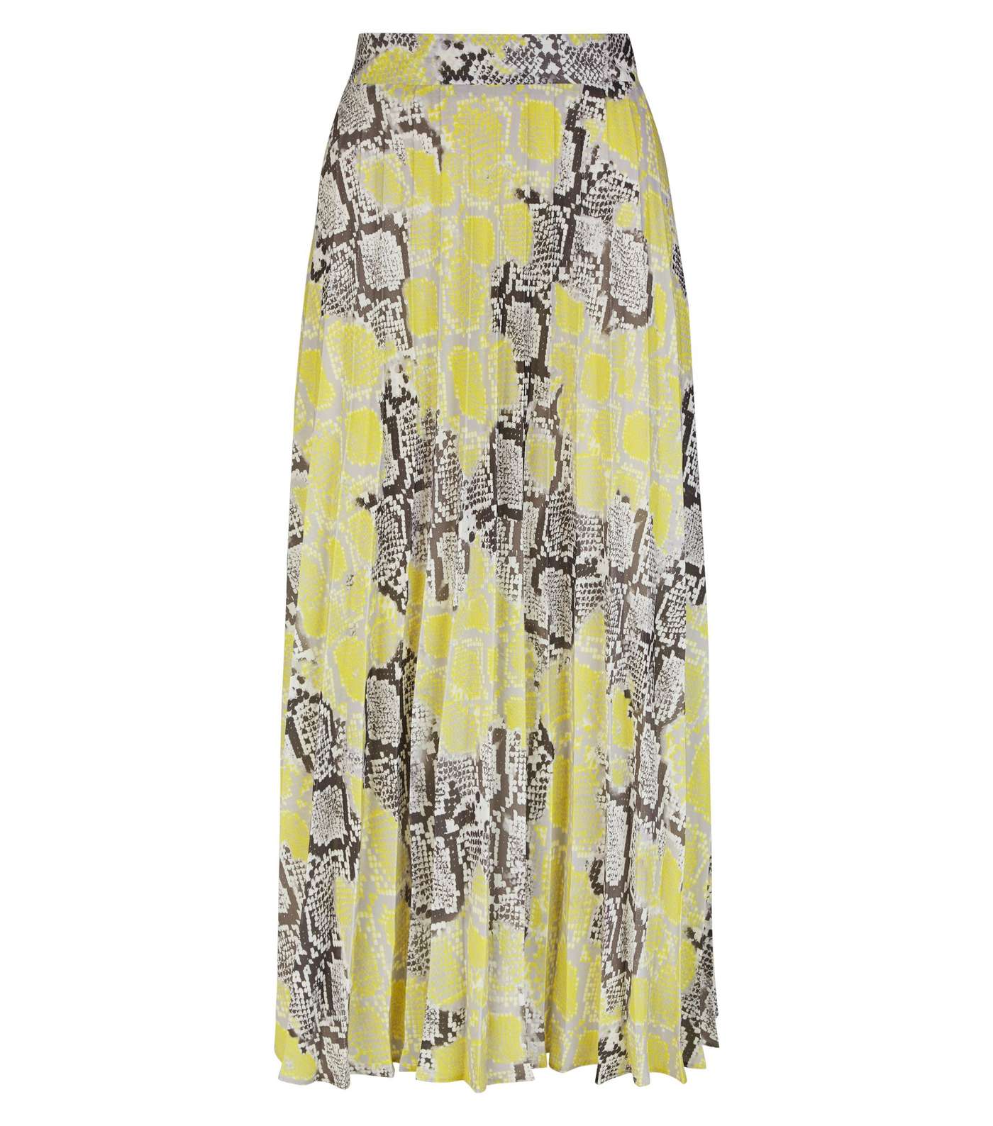 Petite Yellow Neon Snake Print Pleated Midi Skirt  Image 4