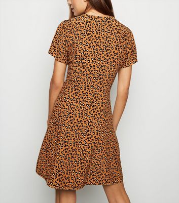 leopard print button up dress