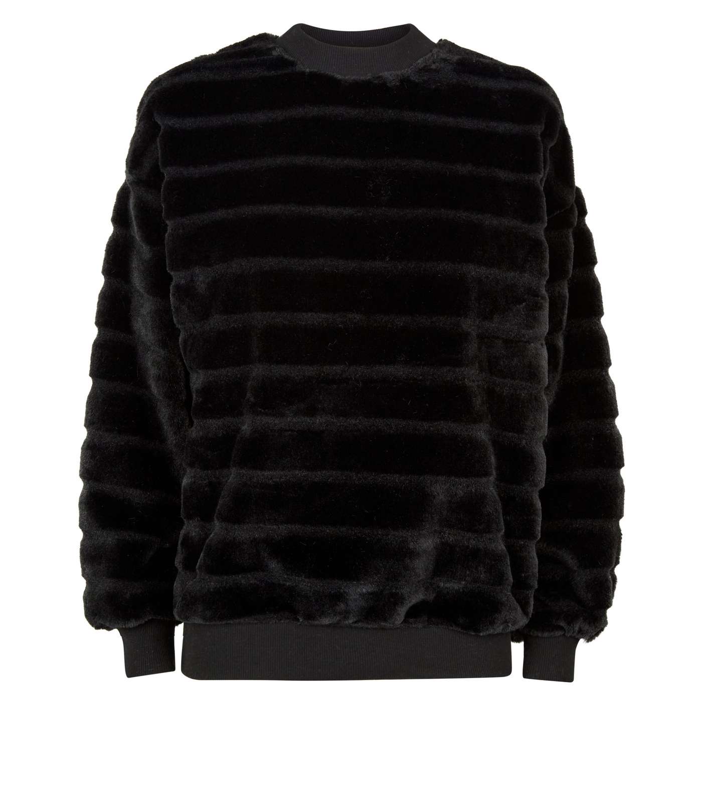 Black Pelted Faux Fur Sweatshirt Image 4