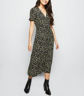 floral button midi dress