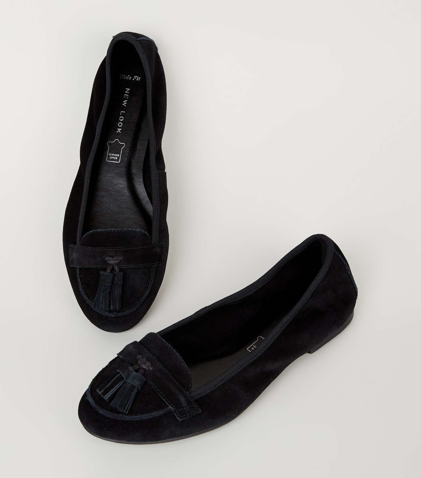 Wide Fit Black Suede Elasticated Loafers Image 4