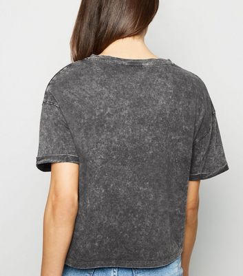 T shirt gris fonc court d lav l acide New Look