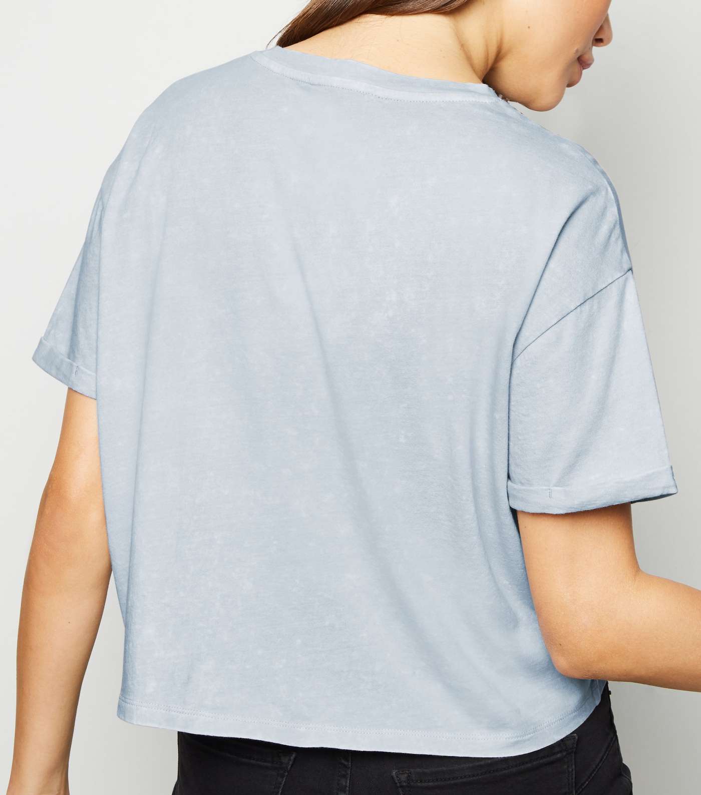 Pale Blue Acid Wash Crop T-Shirt Image 2