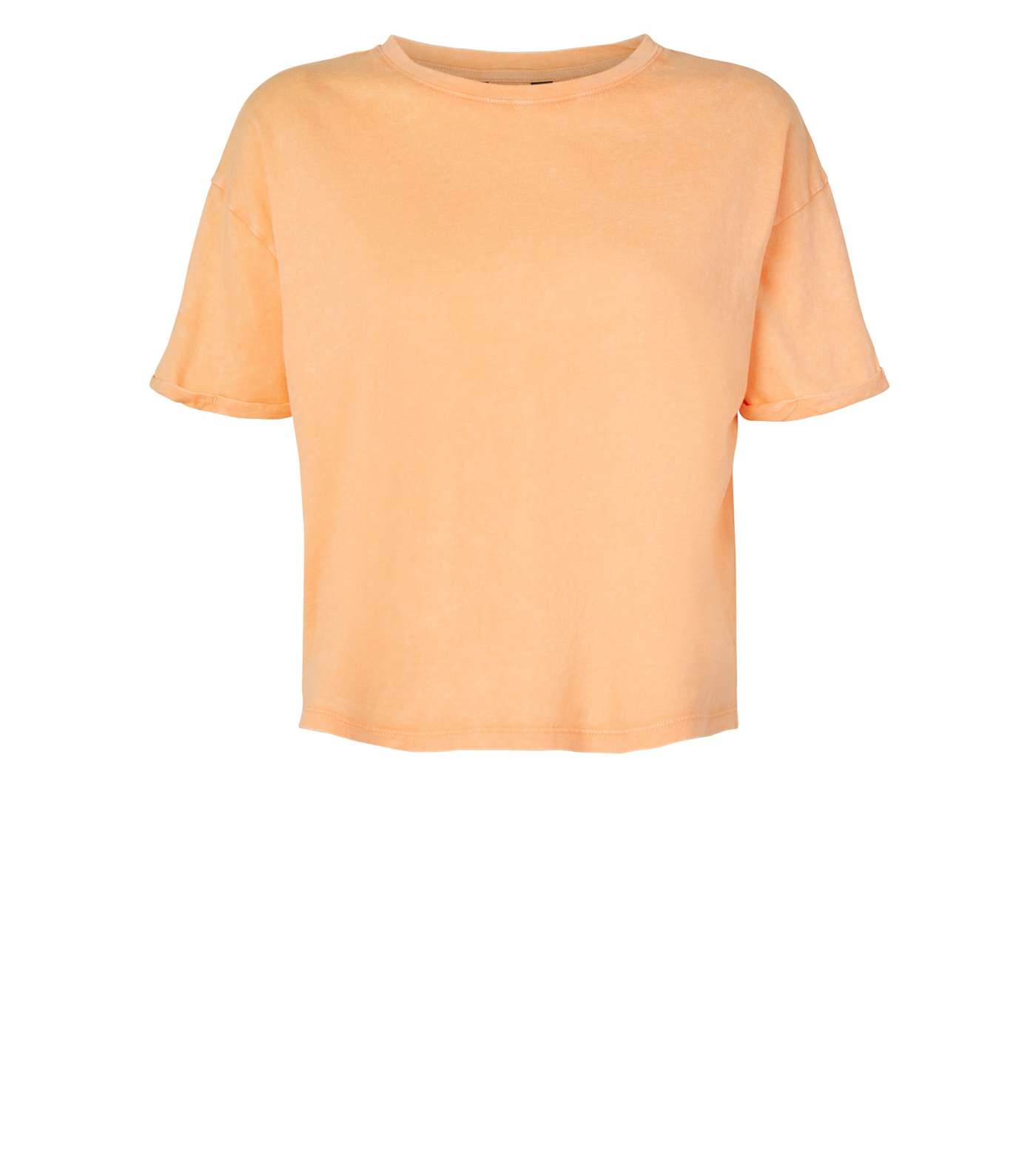 Coral Acid Wash Crop T-Shirt Image 4