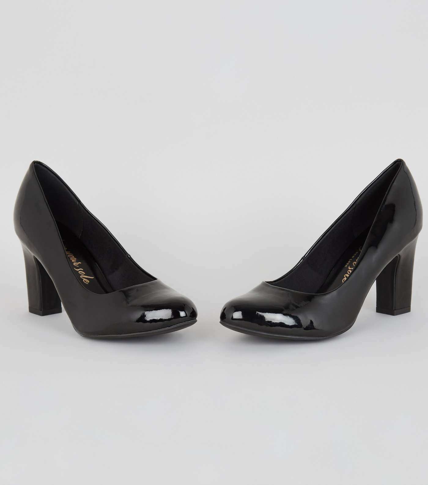 Wide Fit Black Patent Court Shoes Image 3