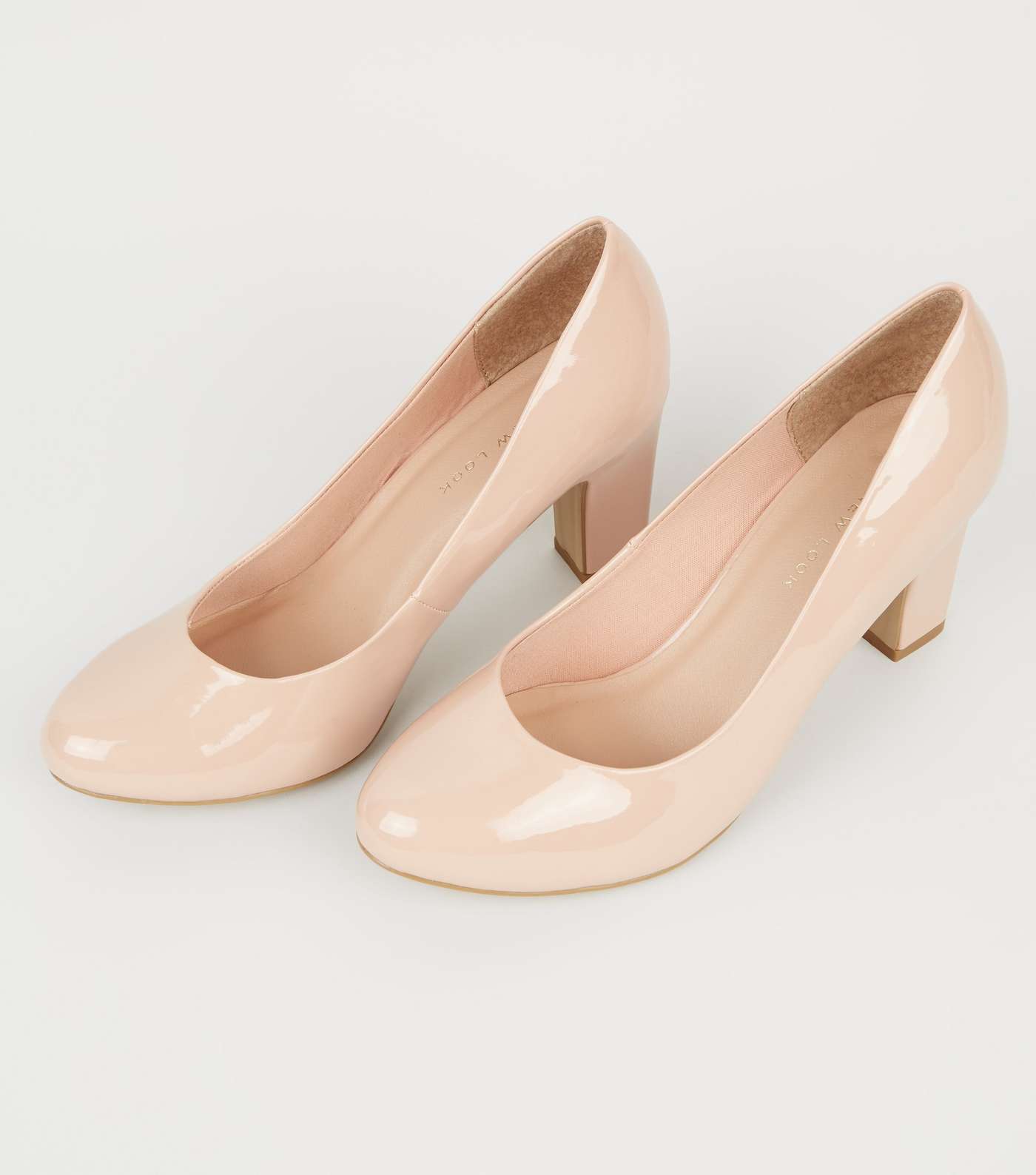 Wide Fit Pale Pink Block Heel Court Shoes Image 4