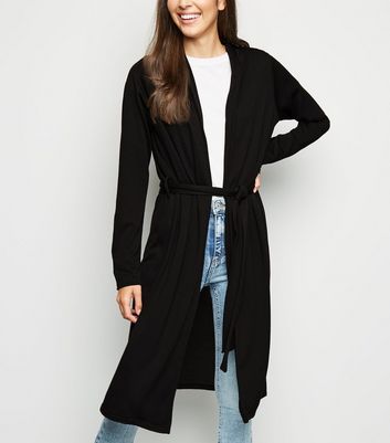 long black belted cardigan