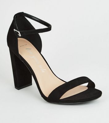 wide black block heels
