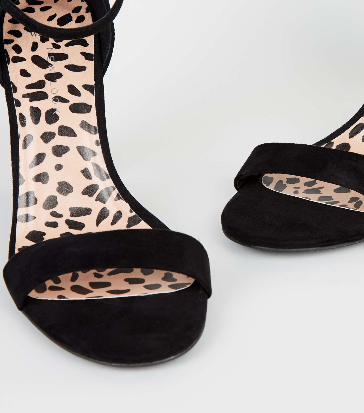 Wide Fit Black Leopard Print Insole Heeled Sandals  Image 3